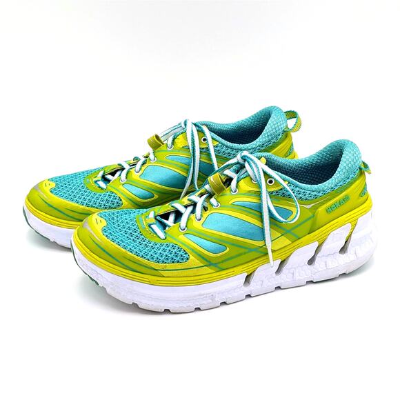 Hoka One One Conquest 2 Running Shoes Womens 10 Acid Waterfall Lime Green Aqua - Picture 1 of 11